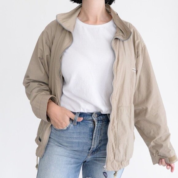 Vintage Bum Equipment Tan Zip  Up Spring Jacket Size Large - Picture 2 of 11